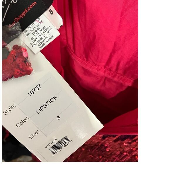 Mac Duggal Dress 8 Red Sequin Spaghetti Strap Slip Gown 10737 Red Carpet Sexy - Picture 7 of 13